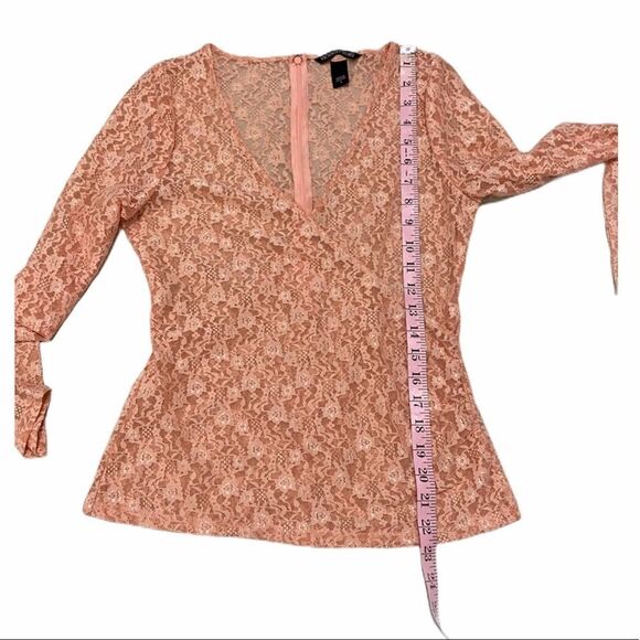 Victoria’s Secret Floral Sheer Lace Stretchy Long Sleeve Wrap Top Pink 4 - Picture 4 of 8